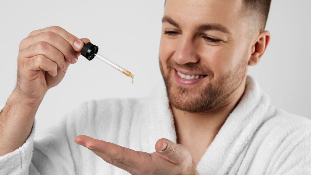 five drops of pure sweet almond oil into your palm